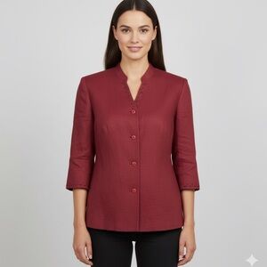 Nordstrom Due per Due Red 100% Linen Preppy Minimalist Blazer